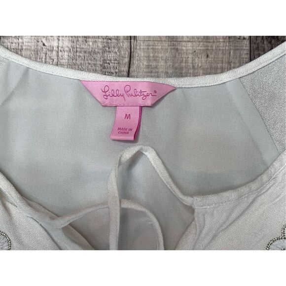 Lilly Pulitzer Amisa Tunic Dress Resort White Embroidered Coverup sz M‎ Bohemian - Picture 4 of 13